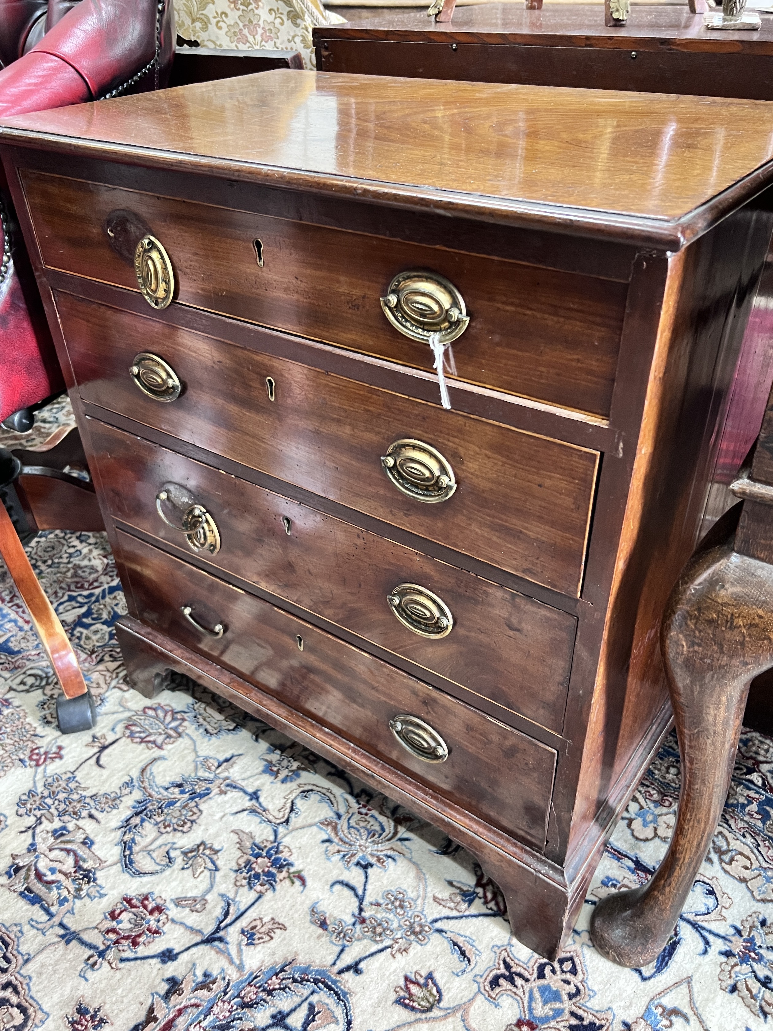 A small 19th century and later mahogany four drawer chest (altered), width 66cm, depth 41cm, height 73cm